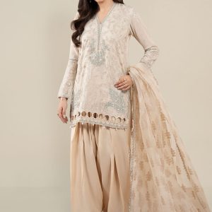 3 Piece Embroidered Paper Cotton Suit | DW-EA25-13