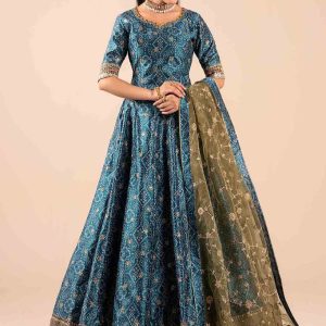 3 Piece Embroidered Raw Silk Suit | SF-EF25-11